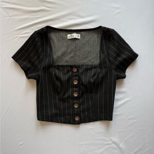 Hollister Black Striped Crop Top